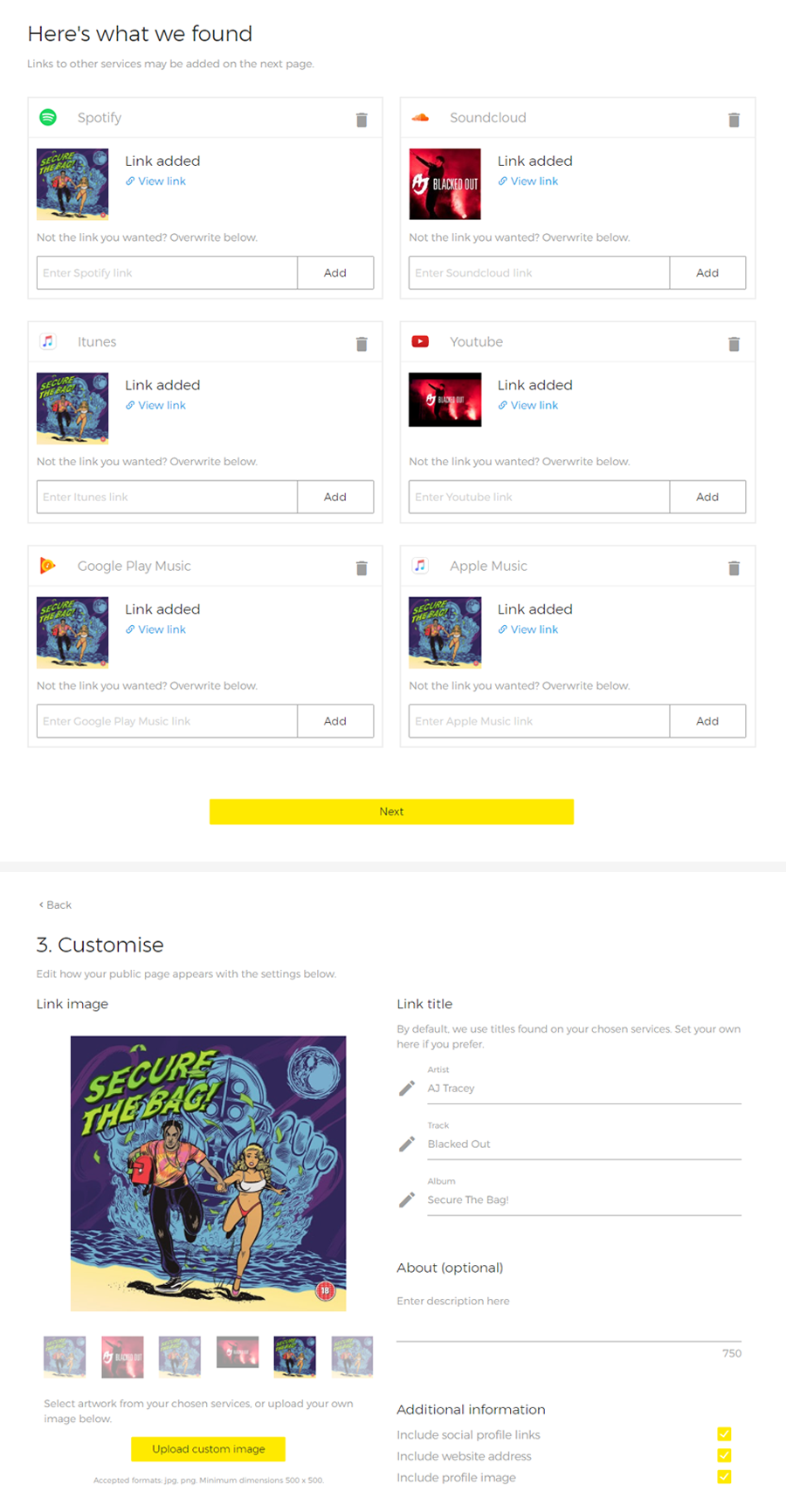 amplify link creation process
