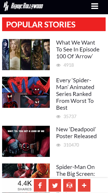 heroic hollywood popular stories